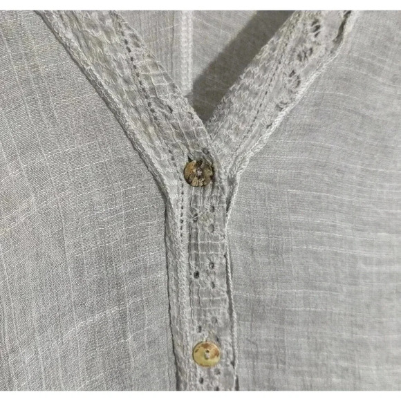 Crosstree Lane Light Gray Off the Shoulder Lagenlook Top Size Small Cotton Blend - Picture 5 of 5